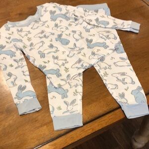 Mud Pie Blue and White Bunny Pajama Set